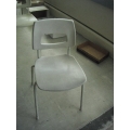 Plastic Metal Frame Student Guest Stacking Chair Biege